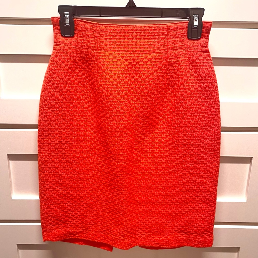 Textured Coral Pencil Skirt